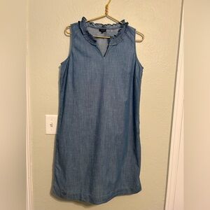 Talbots Denim Blue Ruffle  V neck Dress